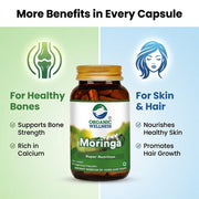 Organic Wellness Moringa Essential Nutrition 90 Veg Capsules | Organic Sahjan Drumstick Leaf | Iron,