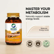 Organic Wellness Cinnamon 90 Veg Capsules | Organic Dalchini | Blood Sugar, Metabolism & Heart Suppo