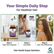 Organic Wellness Healthy Hair 90 Veg Capsules | Bhringraj, Amla & Brahmi | Hair Fall Control & Hair 