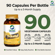 Organic Wellness Trikatu 90 Veg Capsules | Sunthi, Maricha & Pippali | Digestion, Metabolism & Respi
