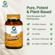 Organic Wellness Turmeric Curcumin 90 Veg Capsules | Organic Turmeric with Black Pepper | Joint, Imm