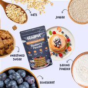 Gladful Blueberry Millet Pancake Mix - High-Protein, Plant-Based Breakfast, No Maida, No Refined Sugar, Made with Jowar and Oats, Gluten-Free - 150 gm