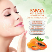 Herbaltree Papaya Facial Kit For Lighten Skin Tone, Hydration, Improve Skin Clarity with Papaya Extract & Anti Aging Effects for Glowing Fairer | Blemish Free Facial Kit (525 gm + 5 ml)