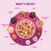 Bagrry’s Crunchy Fruit & Nut Muesli with 30% Real Fruits, Nuts & Seeds– 750G | 16 Real & Freeze Dried Fruits, Nuts, Seeds & Berries Muesli | No Candy | 38% High Fibre Oats, No Cornflakes | Fibre & Protein Rich Breakfast Cereal