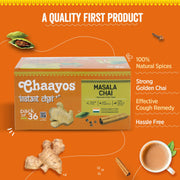 Chaayos Instant Tea Premix - Masala Chai Flavour - Low Sugar (36 Sachets, 288 Gram) | Assam Tea | Flavored Masala Mix