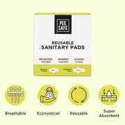 Pee Safe Reusable Sanitary Pads For Women | Anti-Bacterial | Superb Absorbency | Lasts Up To 60 Washes | 3 Regular+1 Overnight Pad | Skin Friendly | Comfortable & Easy TO Use | Pack of 4