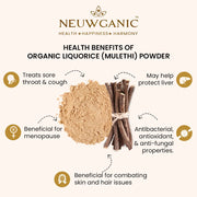Neuwaganic Organic Liquorice Powder - Mulethi Powder - India Organic and USDA Organic Certified - Ideal For Making Kadha/Herbal Teas - 200 Gm