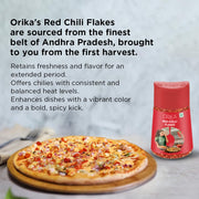 Orika Red Chilli Flakes 45g | Ideal Seasoning For Pizza, Pasta and Garlic Bread | Moisture Resistant Sprinkler Jar | No Artificial Flavours and Colours