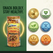 Oh So Organic Mumbai Masala Makhana 87g | Roasted Fox Nuts Snack | Olive Oil Roasted Healthy Makhana | Gluten Free Crunchy Snack | Spicy Masala Flavoured Lotus Seeds