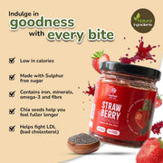 Supreem Super Foods Strawberry Spread with Chia Seeds – Vegan & Gluten-Free Fruity Jam for Bread, Toast, Pancakes, Sandwiches, Chapati, Oats & Smoothies – Healthy Snack for Kids & Adults