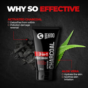 Beardo 3-in-1 Activated Charcoal Face Wash| Deep Cleanse, Exfoliate & Detoxify | All-in-One Face Wash for Oily Skin, Dirt & Pollution Removal | Oil Control Face wash for men 100ml