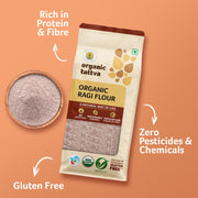 Organic Tattva Ragi Flour 500g | Nutritious Gluten Free Atta | Healthy Choice Ragi Atta for Rotis, Dosa, Porridge & Everyday Cooking