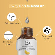The Man Company Vitamin C Face Serum for Brightness - 30 ml | Fades Dark Spots & Hydrates | Lightweight & Non-Sticky | For Oily, Dry, Normal & Combination Skin