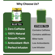 BLUE TEA - Spearmint Tea - 100 gm -100 Cups | Pcos Relief | Balances Hormones, Reduces Facial Hair & Acne and Supports Digestion | Herbal Tea - Dried Loose Leaf - Caffeine Free | Reusable Pet Jar