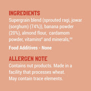 Slurrp Farm No Added Sugar, No Salt Ragi, Almond and Banana Cereal | 100% Sprouted Ragi | Healthy Cereal | No Milk | No Preservatives, 200g