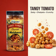 Oh So Organic Tangy Tomato Makhana 87g | Olive Oil Roasted Fox Nuts | Tomato Flavoured Healthy Snack | Gluten Free Crunchy Makhana | Roasted Lotus Seeds Anytime Snack