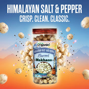 Oh So Organic Himalayan Salt & Pepper Makhana 87g | Olive Oil Roasted Fox Nuts | Healthy Crunchy Snack | Gluten Free Roasted Makhana | Light & Tasty Anytime Snack