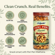 Oh So Organic Peri Peri Makhana 87g | Olive Oil Roasted Fox Nuts | Spicy Flavoured Healthy Snack | Gluten Free Crunchy Makhana | Roasted Lotus Seeds Anytime Snack