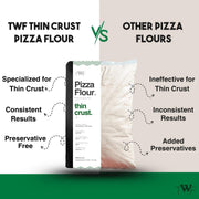 TWF Thin Crust Pizza Flour | 1Kg | Unbleached | Comes with Recipe | Flour 00 Alternative | High Stretch Ability | For Delicious, Crispy Pizza at Home | For Beginners and Professionals Both | Neapolitan Alternative
