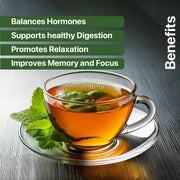 BLUE TEA - Spearmint Tea - 100 gm -100 Cups | Pcos Relief | Balances Hormones, Reduces Facial Hair & Acne and Supports Digestion | Herbal Tea - Dried Loose Leaf - Caffeine Free | Reusable Pet Jar