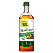 Tata Simply Better Pure & Unrefined Cold Pressed Mustard Oil,Naturally Cholesterol Free, 1L, Rich Aroma & Flavour of Real Mustard Seeds, A1 Grade Mustard Seeds