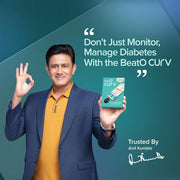 BeatO CURV Sugar Test Machine | FREE 100 Strips & 100 Lancets (Type-C USB Connector) | Simple & accurate testing of Blood sugar levels at home |Smartphone Connected Glucometer Machine | Android only | ISO Certified: Made in India