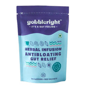 GOBBLERIGHT Herbal Infusion Gut Relief Tea – 100% Caffeine-Free, Chamomile, Peppermint, and Ajwain – Aids Digestion, Eases Bloating – 20 Sachets of Detox Tea for Gut Health, Sleep, and Comfort