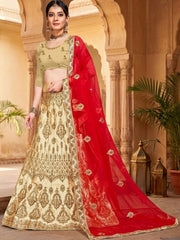 Anouk Rustic Embroidered Semi-Stitched Lehenga Choli with Net Dupatta view 8