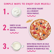 Bagrry’s Crunchy Fruit & Nut Muesli with 30% Real Fruits, Nuts & Seeds– 750G | 16 Real & Freeze Dried Fruits, Nuts, Seeds & Berries Muesli | No Candy | 38% High Fibre Oats, No Cornflakes | Fibre & Protein Rich Breakfast Cereal