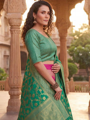 Anouk Rustic Zari Woven Semi-Stitched Lehenga with Dupatta view 20