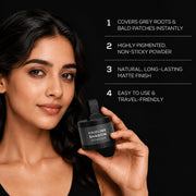 Varniraj Black Hair Root Touch Up Powder 4g | Instant Grey Root Cover & Hairline Shadow Powder | Wat