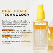 Hyphen 18% Brightening + 20% Collagen Face Serum | Double Serum with 11% Mandarin 5% Niacinamide 2% PGA & Bakuchiol | Brightening & Collagen Boost | Dark Spots & Melanin Reduction | All Skin Type-50ml