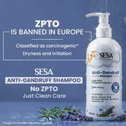 Sesa Anti Dandruff Shampoo - 300ml | ZPTO Free Formula | Piroctone Olamine, Tea Tree & Rosemary Oil | Upto 100% dandruff reduction | Prevents Itching & Irritation | Safe for Daily Use | Unisex