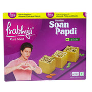 Prabhuji Soan Papdi 400g Box | Flaky Indian Sweet with Almond, Pista & Elaichi | Pure Veg Mithai