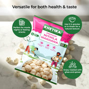 Khetika Premium Mithila Makhana 100g (Pack of 2) | Dry Fruits in Fresh, Raw Foxnut, Phool Makhana for Prasadam, Premium Lotus Seeds, Rich in Calcium, Natural & Crunchy, Fit for Fasting, Direct from Farm