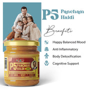 Vaidban P5 Pancham Haldi (120g) - Premium Blend of 5 Ayurvedic Turmerics including Kali, Selam, Daru & Amba Haldi | Natural Immunity Booster & Anti-Inflammatory Support | 100% Herbal Antioxidant Powder
