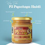Vaidban P5 Pancham Haldi (120g) - Premium Blend of 5 Ayurvedic Turmerics including Kali, Selam, Daru & Amba Haldi | Natural Immunity Booster & Anti-Inflammatory Support | 100% Herbal Antioxidant Powder