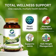 Organic Wellness Garlic 90 Veg Capsules | Organic Allium Sativum, Odour-Friendly | Cholesterol, BP &