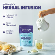 GOBBLERIGHT Herbal Infusion Gut Relief Tea – 100% Caffeine-Free, Chamomile, Peppermint, and Ajwain – Aids Digestion, Eases Bloating – 20 Sachets of Detox Tea for Gut Health, Sleep, and Comfort