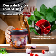 CÜRAA Manual Vegetable Chopper for Kitchen | ChopLab Lite By Chef Sanjyot Keer | Mini Chopper for Kitchen Use with Stainless Steel Blades – 650ml (Red)