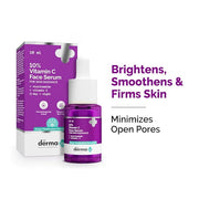 The Derma Co 10% Vitamin C Face Serum with 5% Niacinamide, Powered by Deep Penetration Formula™ | Fades Dark Spots | Reduces Pigmentation | Boosts Collagen | Brightens Skin | Suitable for All Skin Types | 10 ml