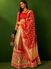 Anouk Rustic Zari Woven Semi-Stitched Lehenga with Dupatta view 13