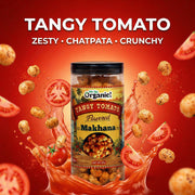 Oh So Organic Tangy Tomato Makhana 87g | Olive Oil Roasted Fox Nuts | Tomato Flavoured Healthy Snack | Gluten Free Crunchy Makhana | Roasted Lotus Seeds Anytime Snack
