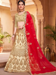 Anouk Rustic Embroidered Semi-Stitched Lehenga Choli with Net Dupatta view 9