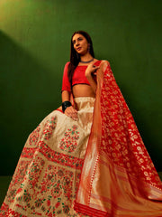 Anouk Rustic Zari Woven Semi-Stitched Lehenga with Dupatta view 12
