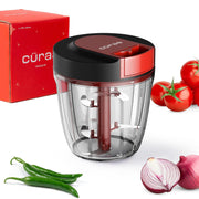 CÜRAA Manual Vegetable Chopper for Kitchen | ChopLab Lite By Chef Sanjyot Keer | Mini Chopper for Kitchen Use with Stainless Steel Blades – 650ml (Red)