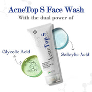 Healing Pharma - AcneTop S Face Wash with Salicylic Acid and Glycolic Acid for Oily, Dry & Acne Prone Skin | Helps to Reduce Pimples, Pigmentation & Dark Spots | Acne Face Wash For Women and Men | Dermatologically Tested - 60ml