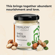Merlion Naturals Shea Butter 150g Glass Jar | Pure & Unrefined | Raw & Cold Pressed | For Skin & Hai