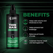 BEARDO Thin Hair Thickening Sulphate Free Shampoo for Men 200 ml | With Biotin, Keratin, Saw Palmetto | Sulphate and Paraben Free Shampoo | For Strong & Thick Hair