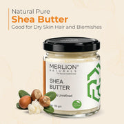 Merlion Naturals Shea Butter 150g Glass Jar | Pure & Unrefined | Raw & Cold Pressed | For Skin & Hai